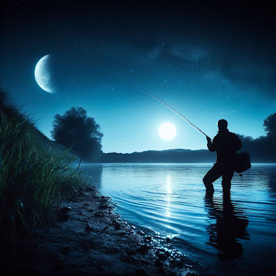 Nighttime Fishing Scene