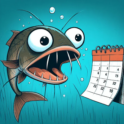 catfish looking at a calender