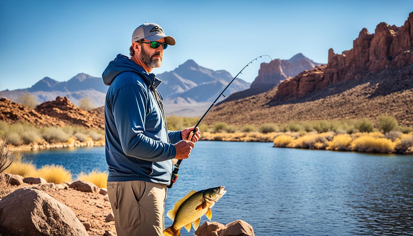 Arizona shore angling for sunfish in reservoirs