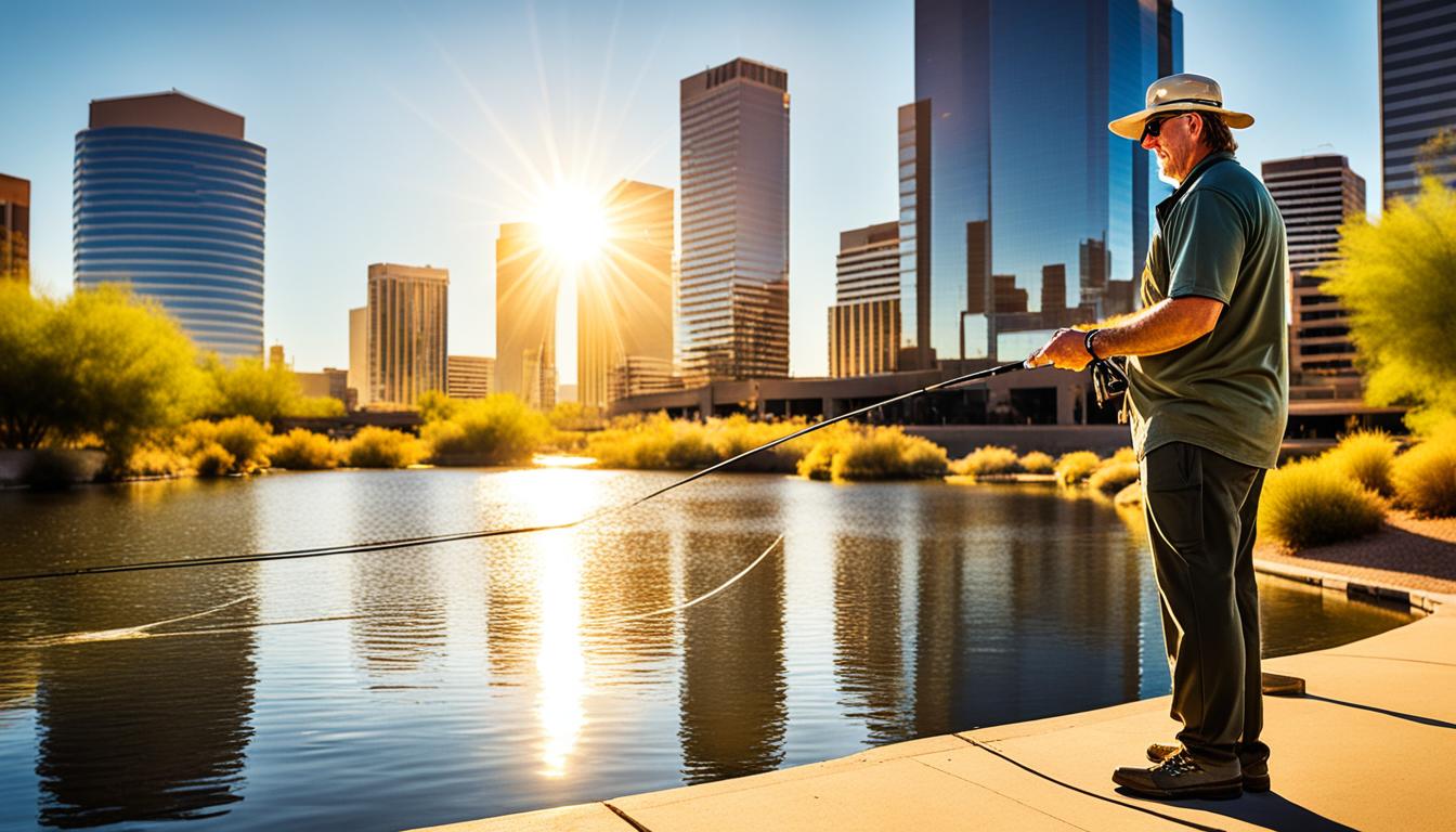 Urban pond bass fishing in Phoenix