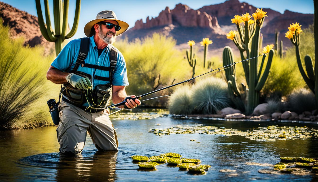 Arizona fly fishing for bass in urban ponds