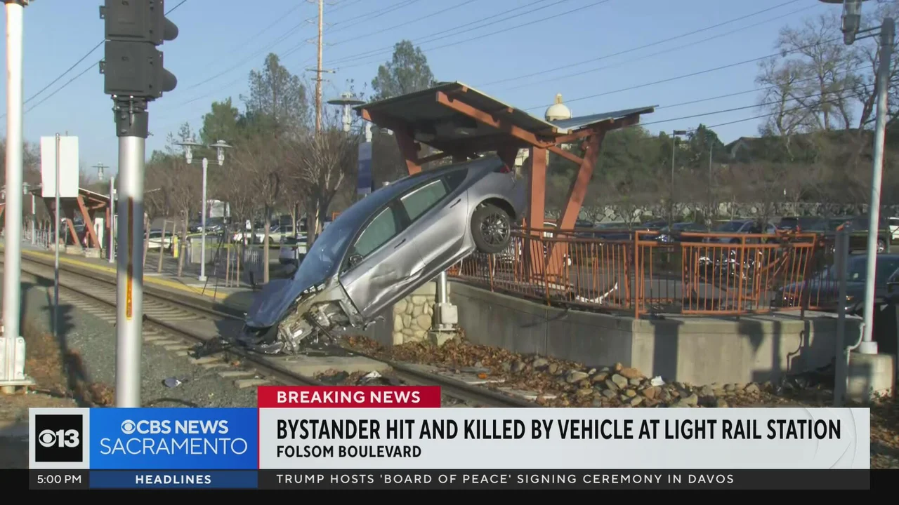 Bystander Killed After Tesla Crashes Onto Light Rail Tracks in Folsom