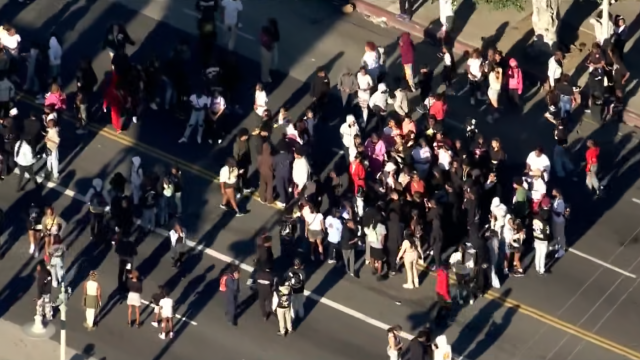 Skirmish Line Forms After Man Stabbed Near MLK Parade Route in South L.A.