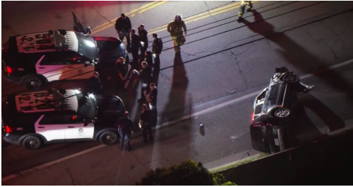 Grand theft auto suspect arrested after brief police chase ends in rollover crash in Reseda