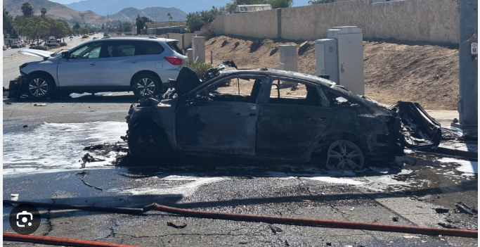 Fiery crash in Jurupa Valley sends 2 drivers to hospital after multi-car collision