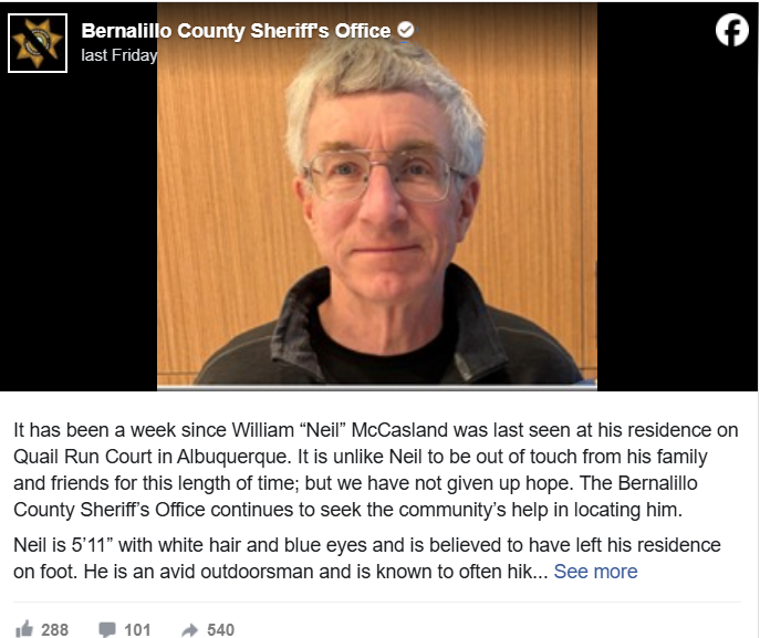 Retired Air Force major general missing for two weeks in New Mexico