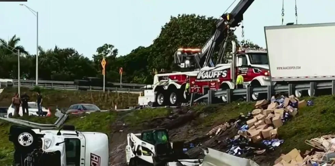 Tractor-Trailer Rollover on Florida’s Turnpike Causes Major Traffic Delays in Broward